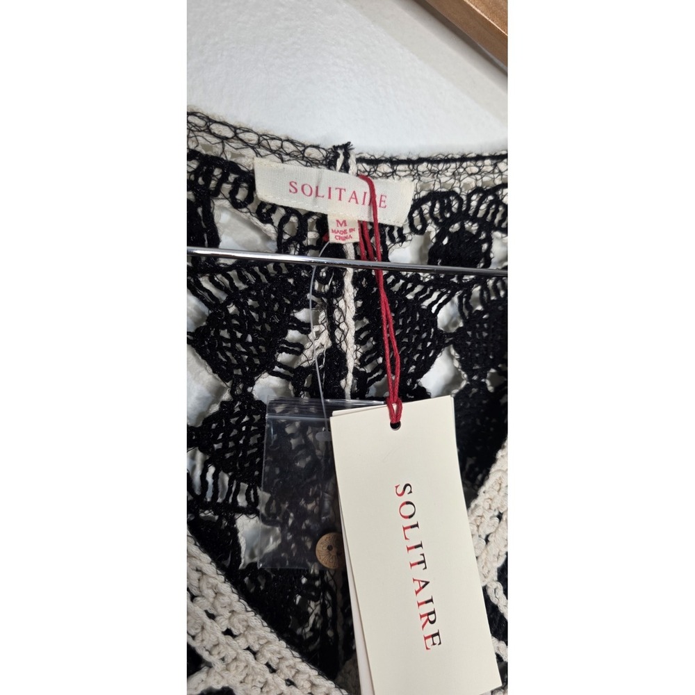 New Solitaire Crochet Top Blazer Cardigan Women M Doily Lace Dainty Cottagecore - Picture 3 of 7